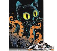 500 Pieces Black Cat And Octopus Jigsaw Puzzles Difficulty Jigsaw Puzzles Education Games Toys 500pcs (52x38cm)