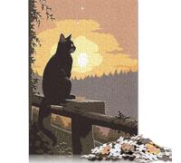 500 Pieces Black Cat Jigsaw Puzzle Wooden Puzzles for Teenagers Gifts Home Decoration Puzzle Toys 500pcs (52x38cm)