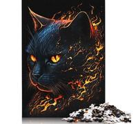 500 Pieces Black Cat With Fire Paint Puzzles Jigsaw Difficulty Puzzle Jigsaw Educational Games Toy 500pcs (52x38cm)