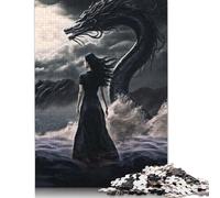 500 Pieces Black Dragon Puzzle Jigsaw Adults Jigsaw Difficulty Jigsaw Educational Game Toy Family Decoration 500pcs (52x38cm)