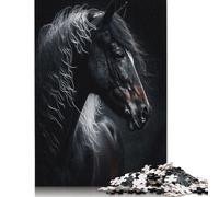 500 Pieces 'Black Horse White Hair Square Jigsaw Puzzles for Adults And Wooden Puzzles 500pcs (52x38cm)