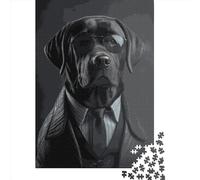 500 Pieces Black Labrador Creative Square Jigsaw Puzzles for Adults And Wooden Puzzles Challenging Game 500pcs (52x38cm)