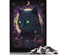 500 Pieces Black Light Cat 11 for Adults Difficult Jigsaw Puzzles Puzzles Wooden Puzzles Educational Game for Adult Teenagers 500pcs (52x38cm)