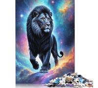 500 Pieces Black Lion Cosmic Poster for Adults Difficult Jigsaw Puzzles Puzzles Wooden Puzzles Jigsaw Puzzles for Adult 500pcs (52x38cm)