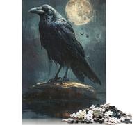 500 Pieces Black Raven Full Moon Square Jigsaw Puzzles for Adults And Wooden Puzzles 500pcs (52x38cm)