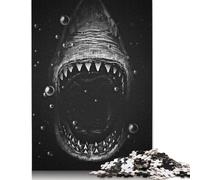 500 Pieces Black Shark Puzzle Jigsaw Adults Jigsaw Difficulty Jigsaw Educational Game Toy Family Decoration 500pcs (52x38cm)