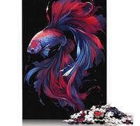 500 Pieces Blue And Red Betta Jigsaw Puzzle Puzzles for Adults Puzzle for Adults And Teenager 500pcs (52x38cm)