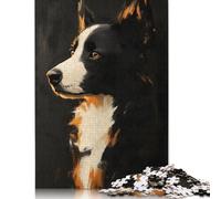 500 Pieces Border Collie Dog Portrait Puzzle Jigsaw, Difficulty Puzzle Jigsaw Educational Game Toy Family Decoration 500pcs (52x38cm)