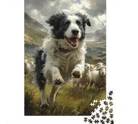 500 Pieces Border Collie Puzzle Jigsaw, Difficulty Puzzle Jigsaw Educational Game Toy Family Decoration 500pcs (52x38cm)