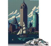 500 Pieces Boston Pixel Art Jigsaw Puzzles for Adults Puzzles for Teenagers Gifts Fun Puzzles Games 500pcs (52x38cm)