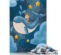500 Pieces Boy Riding Whale in Sky Square Jigsaw Puzzles for Adults And Wooden Puzzles 500pcs (52x38cm)
