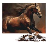 500 Pieces Brown Horse Jigsaw Puzzle Wooden Puzzle Adult Jigsaw Puzzle Sustainable Puzzle for Adults 500pcs (52x38cm)