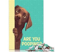 500 Pieces Brown Labrador Pooping for Adults Difficult Jigsaw Puzzles Wooden Puzzle for Adults And Teenager Funny Jigsaw Puzzles 500pcs (52x38cm)
