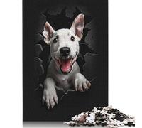 500 Pieces Bull Terrier Creative Square Jigsaw Puzzles for Adults & Wooden Puzzles Challenging Game 500pcs (52x38cm)