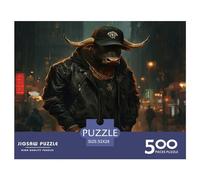 500 Pieces Bull Warrior Creative Square Jigsaw Puzzles for Adults & Wooden Puzzles Challenging Game 500pcs (52x38cm)
