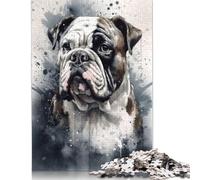 500 Pieces 'Bulldog Beauty Watercolor Creative Square Jigsaw Puzzles for Adults And Wooden Puzzles Challenging Game 500pcs (52x38cm)