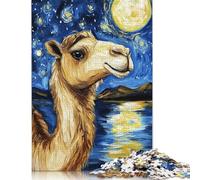 500 Pieces Camel Under Starry Night Jigsaw Puzzles Wooden Puzzles for Adults & Teenager Brain Teaser Puzzles For Adults 500pcs (52x38cm)