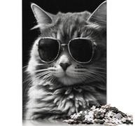 500 Pieces Cat Sunglasses Jigsaw Puzzle Puzzle for Adults And Teenager For Family Fun & Game Night 500pcs (52x38cm)