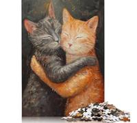 500 Pieces Cats In Love Jigsaw Puzzles for Adults Wooden Puzzles for Adults Puzzles Learning Educational Toys 500pcs (52x38cm)