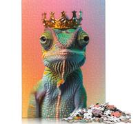 500 Pieces Chameleon Pastel Crown for Adults Difficult Jigsaw Puzzles Puzzles Wooden Puzzles Educational Game for Adult Teenagers 500pcs (52x38cm)