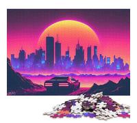 500 Pieces Chasing The 80s Sunset Jigsaw Puzzle Puzzles for Teenagers Gifts for Adults 500pcs (52x38cm)