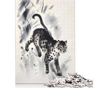 500 Pieces Cheetah Ink Art Puzzles Jigsaw Adults Difficulty Jigsaw Puzzle Relaxing Games Toy 500pcs (52x38cm)