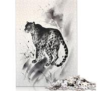 500 Pieces Cheetah Ink Drawing Jigsaw Puzzles Difficulty Jigsaw Puzzles Education Games Toys 500pcs (52x38cm)
