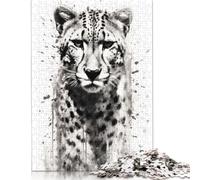 500 Pieces Cheetah Jungle Elegance Jigsaw Puzzles for Adults Puzzles Wooden Puzzles Sustainable Puzzle for Adults 500pcs (52x38cm)