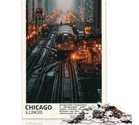500 Pieces Chicago City Jigsaw Square Puzzle for Adults Wooden Puzzles Unique Challenge Games 500pcs (52x38cm)