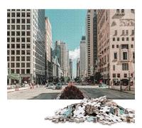 500 Pieces Chicago USA Downtown City Puzzles Wooden Puzzle for Adults And Teenager Puzzling for Gift 500pcs (52x38cm)