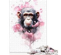 500 Pieces Chimpanzee Creative Square Jigsaw Puzzles for Adults And Wooden Puzzles Challenging Game 500pcs (52x38cm)