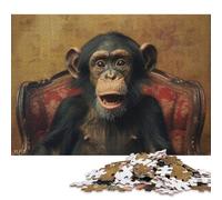 500 Pieces Chimpanzee in A Chair Jigsaw Puzzle Wooden Puzzle Adult Jigsaw Puzzle Sustainable Puzzle for Adults 500pcs (52x38cm)