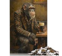 500 Pieces Chimpanzee Irish Pub Jigsaw Puzzle Puzzles for Teenagers Gifts for Adults 500pcs (52x38cm)