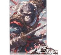 500 Pieces Chimpanzee Samurai Sakura Puzzles Jigsaw Adults Difficulty Jigsaw Puzzle Relaxing Games Toy 500pcs (52x38cm)