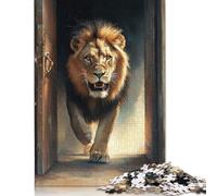 500 Pieces Christian Lion Jigsaw Puzzles for Adults Wooden Puzzles for Adults Teenager Man Woman Gift 500pcs (52x38cm)