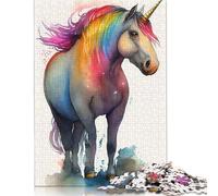 500 Pieces Chubby Unicorn Watercolor for Adults Difficult Jigsaw Puzzles Puzzles Wooden Puzzles Educational Game for Adult Teenagers 500pcs (52x38cm)