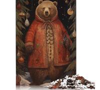 500 Pieces Classic Xmas Bear Jigsaw Puzzles for Adults Wood Puzzle Jigsaws Puzzling for Gift 500pcs (52x38cm)