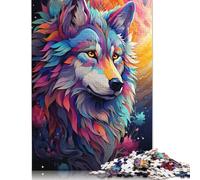 500 Pieces Color Art Wolf Puzzles Jigsaw Adults Difficulty Jigsaw Puzzle Relaxing Games Toy 500pcs (52x38cm)