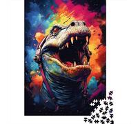500 Pieces Colorful Artistic Astronaut Crocodile Puzzles Jigsaw Difficulty Puzzle Jigsaw Educational Games Toy 500pcs (52x38cm)
