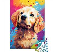 500 Pieces Colorful Artistic Golden Retriever Jigsaw Puzzles for Adults, Puzzle, 500 Pieces Puzzle, Puzzle Game Difficult Challenge Puzzle 500pcs (52x38cm)
