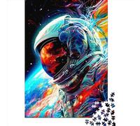 500 Pieces Colorful Astronaut98 Creative Square Wooden Jigsaw Puzzles for Adults Educational Game Challenge Toy 500pcs (52x38cm)