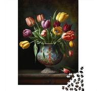 500 Pieces Colorful Blooms Jigsaw Puzzle, Creative Rectangular Wooden Jigsaw Puzzles for Adults, Large Puzzles for Family Educational Game 500pcs (52x38cm)