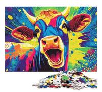 500 Pieces Colorful Cow Portrait Jigsaw Puzzles for Adults Puzzle Adult Jigsaw Puzzle Puzzles for Adults Teens 500pcs (52x38cm)