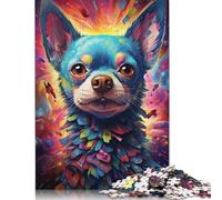 500 Pieces Colorful Fantasy Chihuahua Dog Art Puzzles Jigsaw Difficulty Puzzle Jigsaw Educational Games Toy 500pcs (52x38cm)