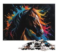 500 Pieces Colorful Horse Portrait Jigsaw Puzzle Puzzle for Adults And Teenager For Family Fun & Game Night 500pcs (52x38cm)