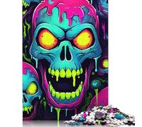 500 Pieces Colorful Neon Graffiti Skull Jigsaw Puzzle Adults Difficulty Puzzles Educational Toy Games Family Decoration 500pcs (52x38cm)
