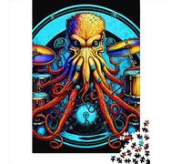500 Pieces Colorful Octopus7 Jigsaw Square Puzzle for Adults Wooden Puzzles Unique Challenge Games 500pcs (52x38cm)
