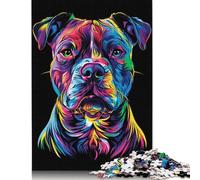 500 Pieces Colorful Pitbull Dog Pit Bull Jigsaw Puzzles for Adults Jigsaw Puzzle for Family Time Brain Challenge 500pcs (52x38cm)