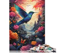 500 Pieces Colorful Psychedelic Color of Cute Hummingbird Jigsaw Puzzles Adults Difficulty Jigsaw Puzzles Education Toys Games 500pcs (52x38cm)