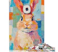 500 Pieces Colorful Rabbit Painting Jigsaw Puzzles Puzzles for Teenagers Gifts for Adults Puzzle Gifts 500pcs (52x38cm)